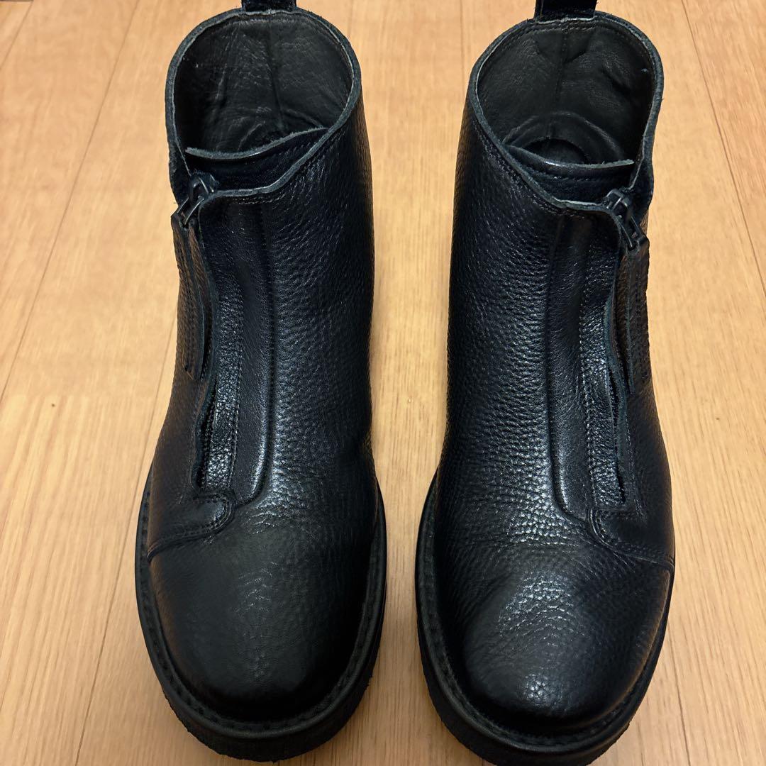 SAYA 23cm 本革 レザー ショートブーツ 黒 サイドジップ 日本製
