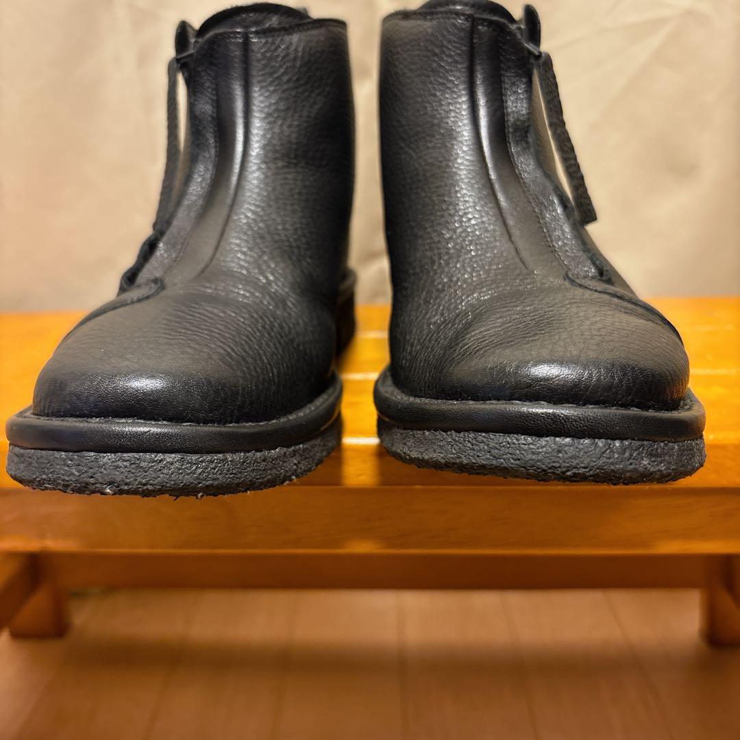 SAYA 23cm 本革 レザー ショートブーツ 黒 サイドジップ 日本製