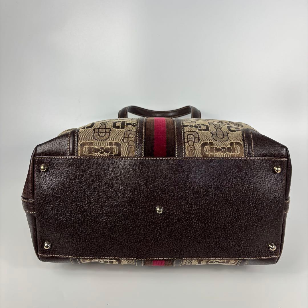 グッチ　ドクターズバッグ　シェリーライン　スクエア型　キャンバス　ホースビット