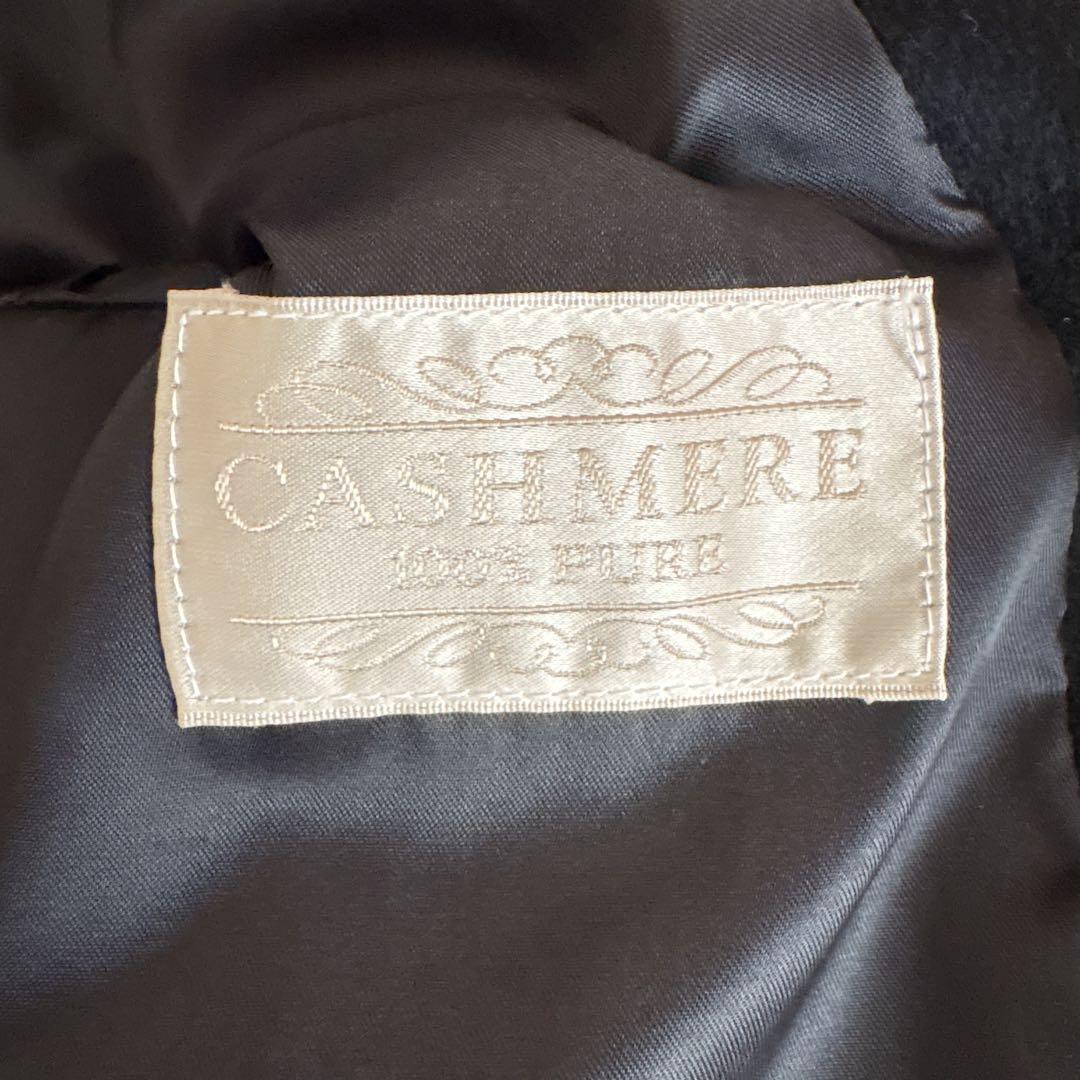 美品mia carnaファー付チェスターコートピュアカシミヤ100%黒ブラック