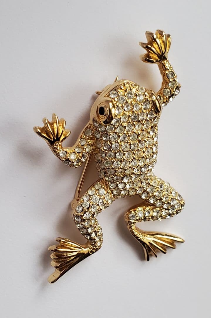 Christian Dior　ヴィンテージ　カエル　ビジューブローチ　ジュエリー