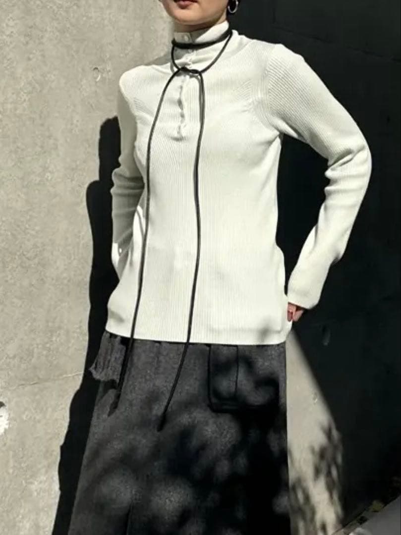 【正規品】AMERI UND HIGH NECK BUTTON KNIT TOP