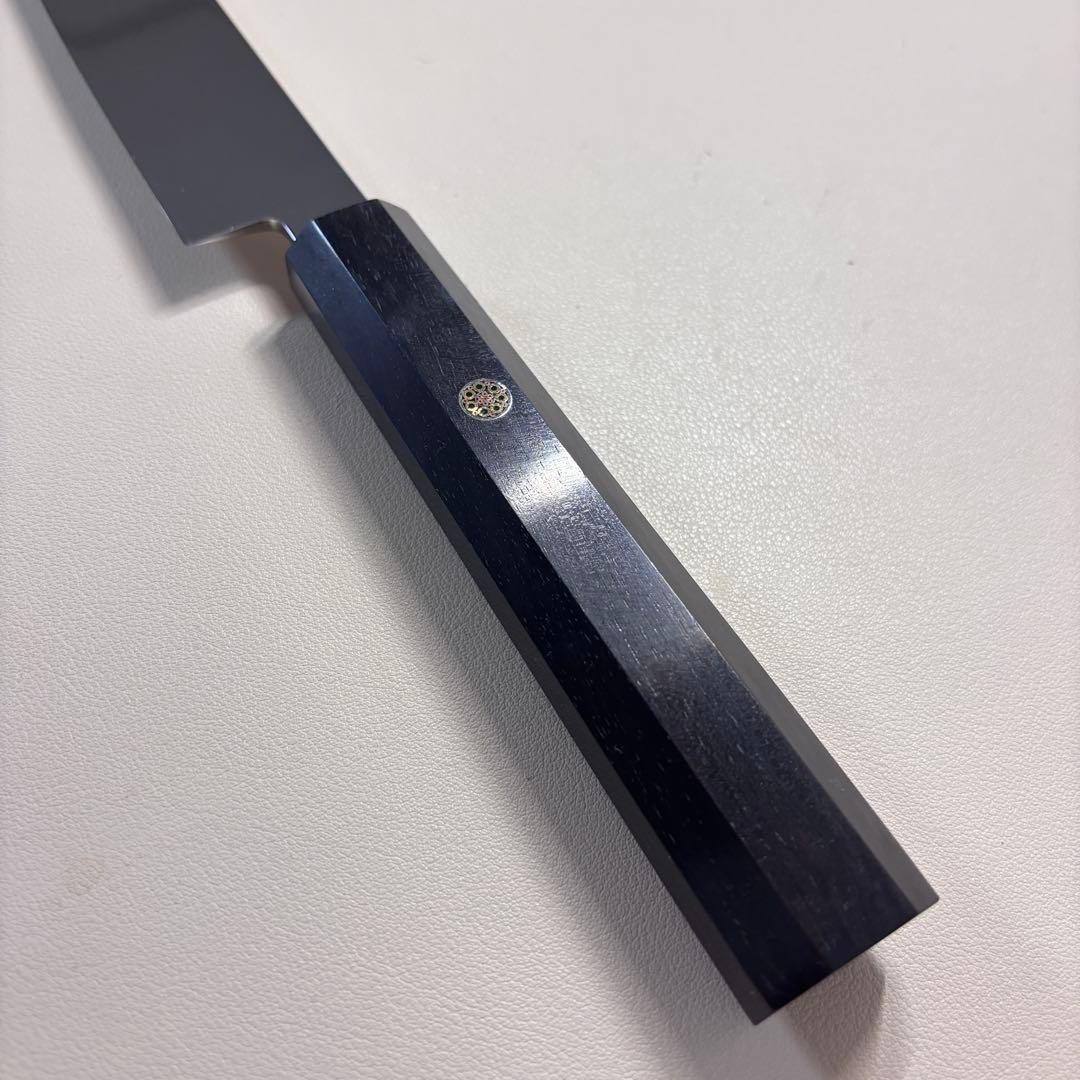 270mm 切付柳刃包丁 鏡面　黒檀八角柄 刺身包丁 「全鋼」'_