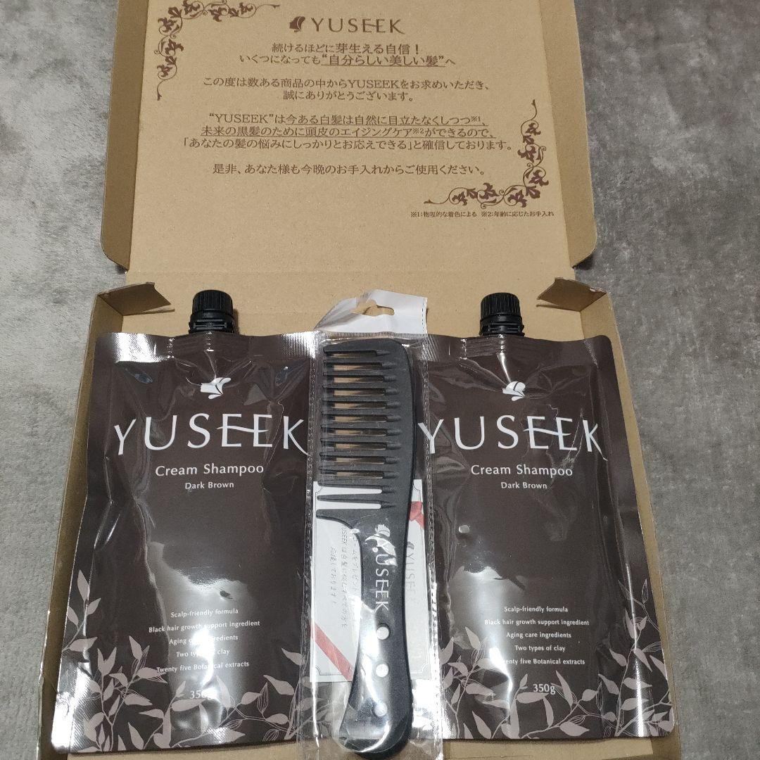 YUSEEK ユーシーク シャンプー 350ｇ ダークブラウン 2本 コーム付き