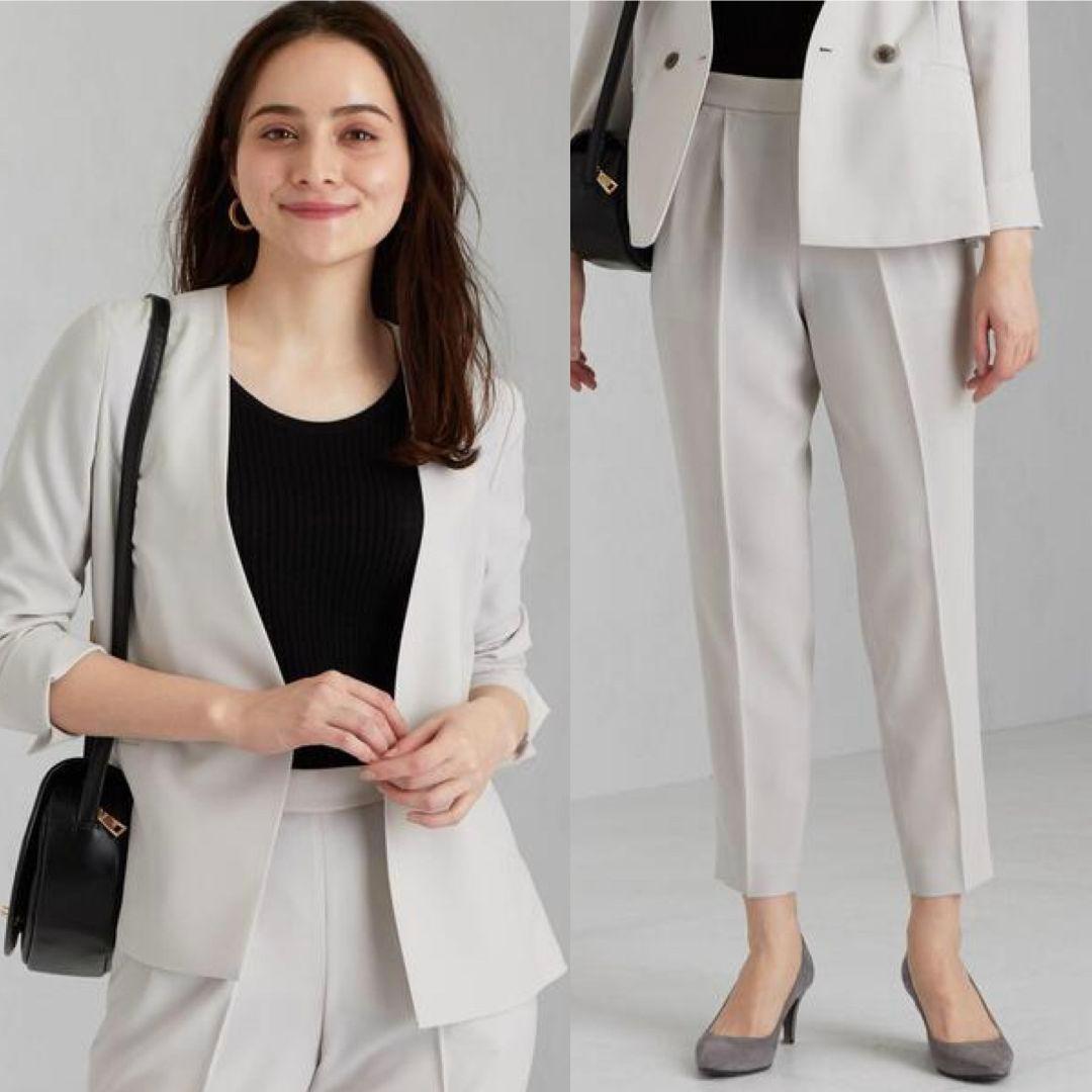 レックスツイル ノーラペルジャケット テーパードパンツ セットアップ カチリラ