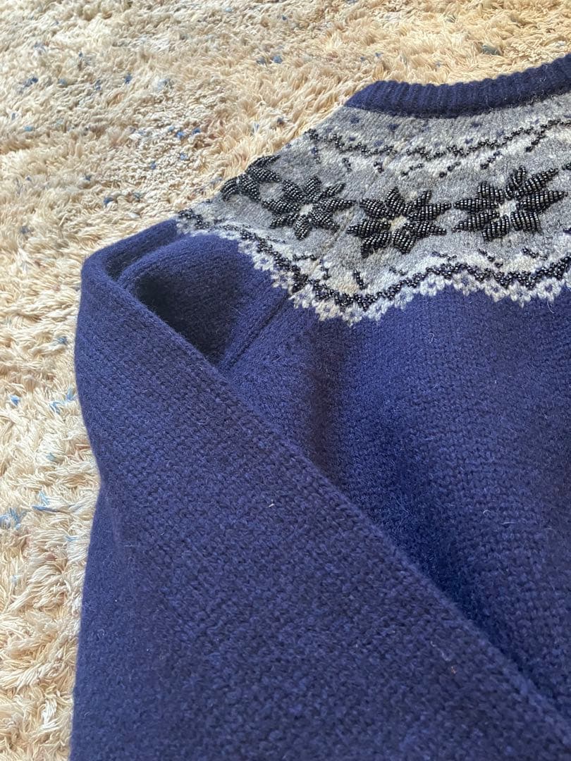 Curensologyビーズキュウシンジャガードニットカーディガン