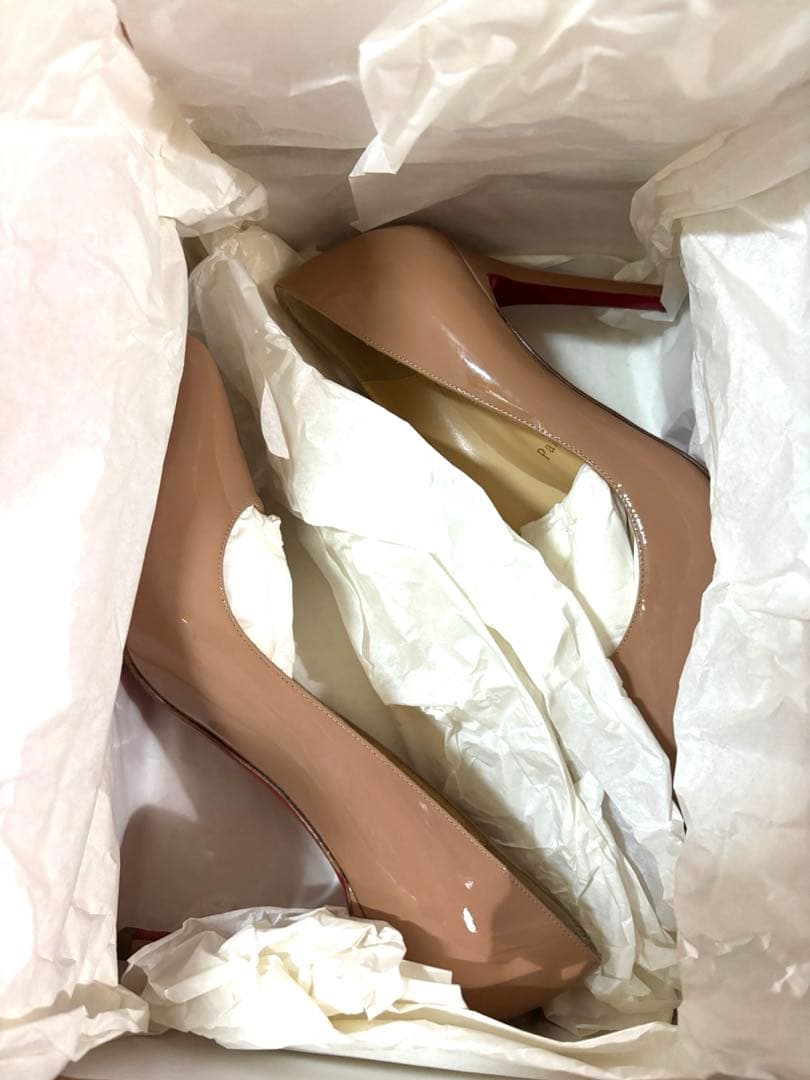 クリスチャンルブタン　37.5 ピンクベージュ　ピンヒール