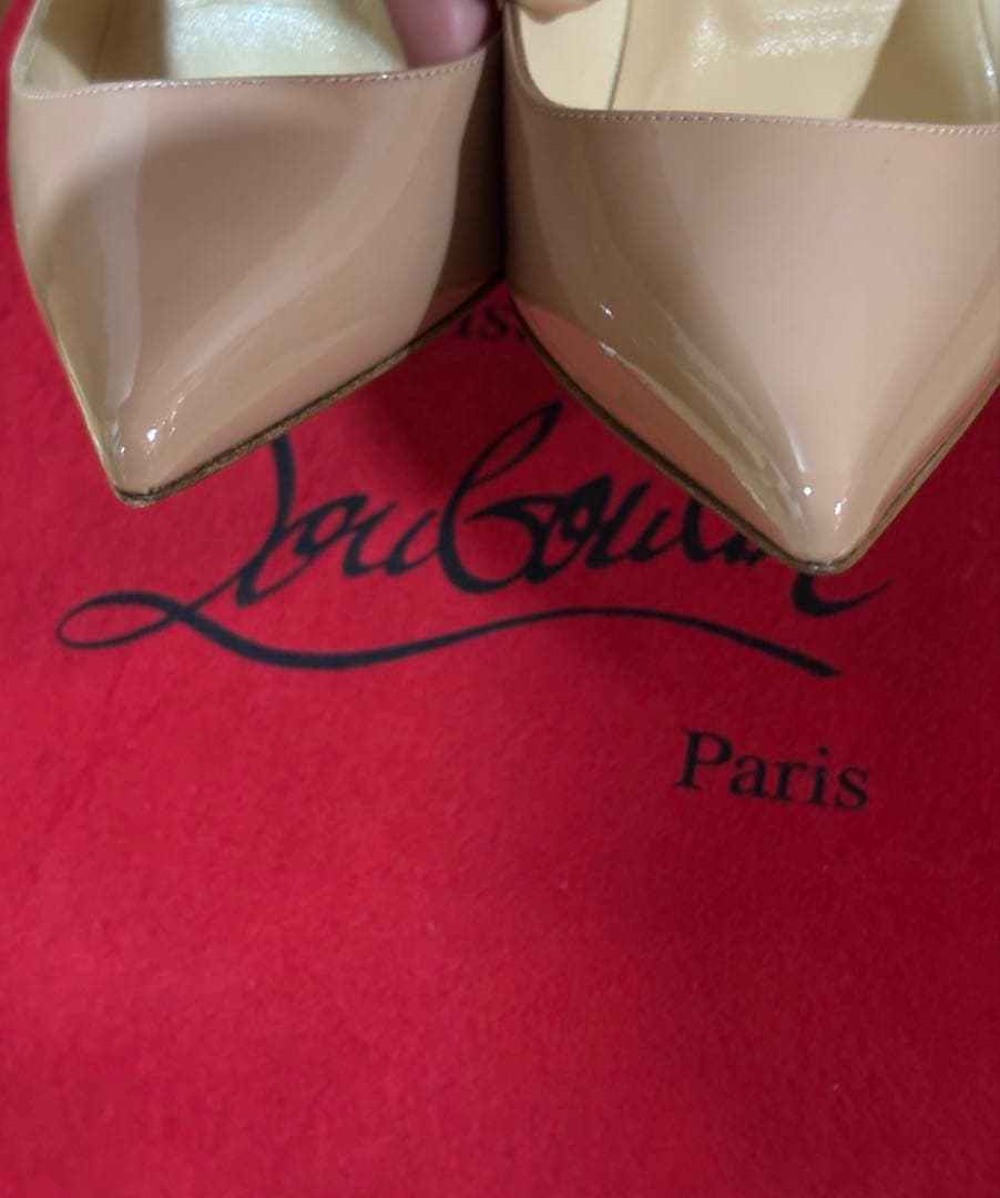 クリスチャンルブタン　37.5 ピンクベージュ　ピンヒール