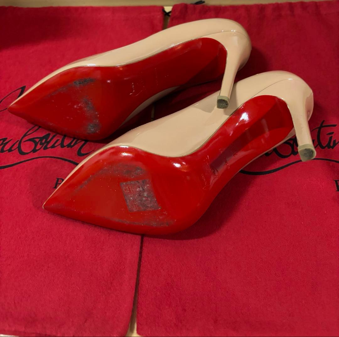 クリスチャンルブタン　37.5 ピンクベージュ　ピンヒール