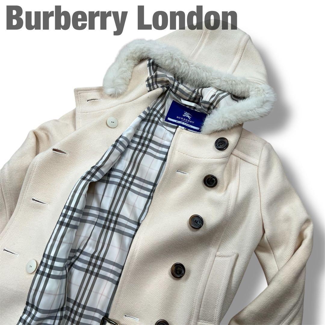 Burberry BLUE LABEL ダッフルコート　ホワイト　ファー取外し可