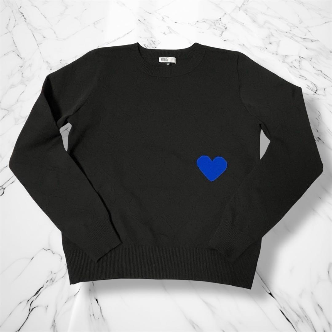 ダブルスタンダードクロージング　ハートプルオーバーニット 38 黒　青 長袖