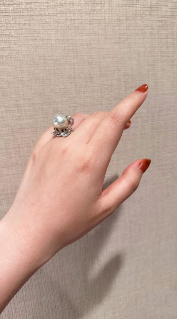 ✨超大玉15-16mm 南洋白蝶真珠 バロックパール 羽根デザイン 豪華リング✨