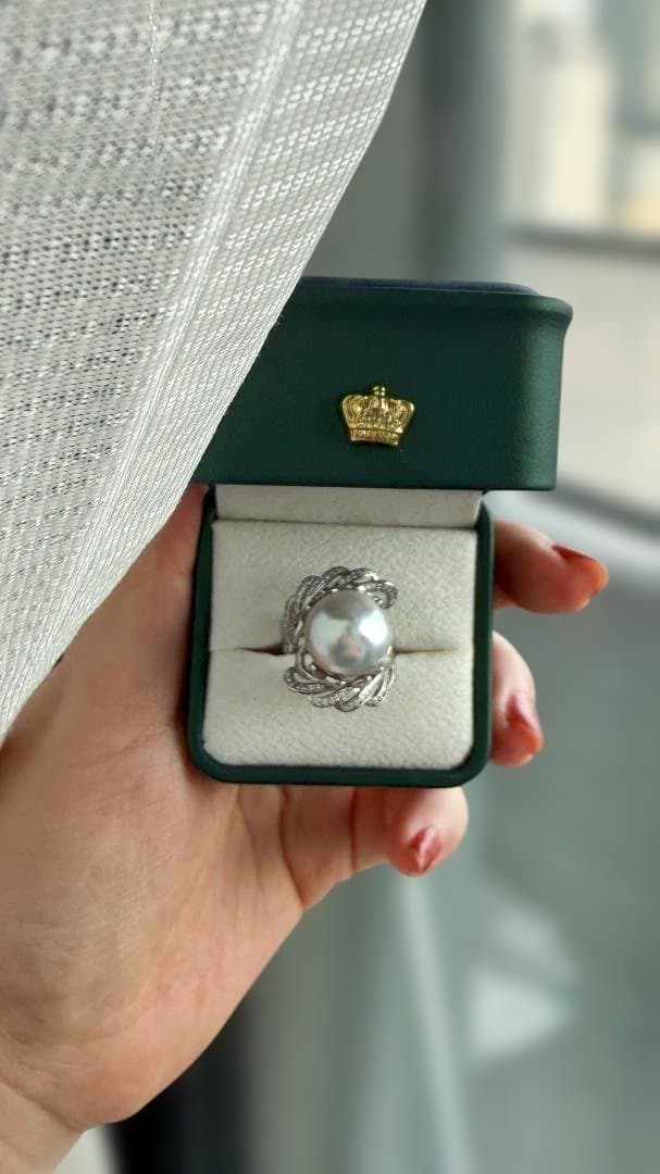 ✨超大玉15-16mm 南洋白蝶真珠 バロックパール 羽根デザイン 豪華リング✨