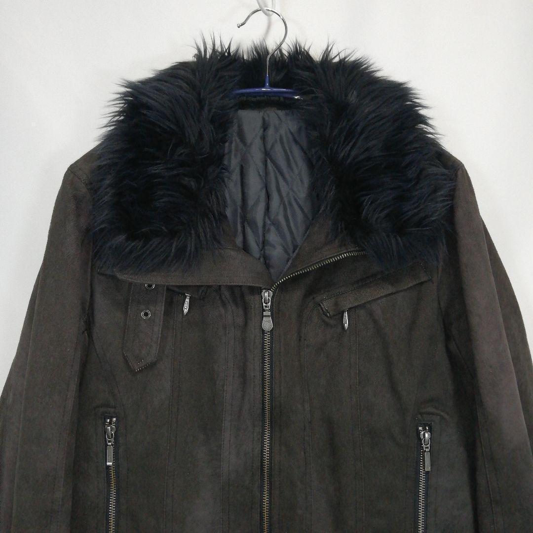 TORNADOMART スエード調 ライダースジャケット 短丈 ファー ブルゾン