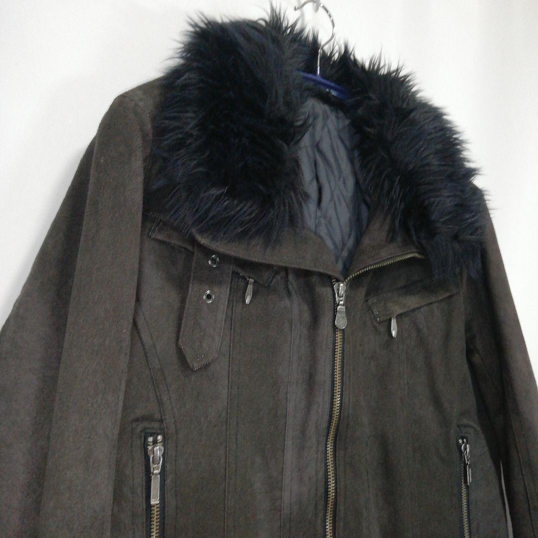 TORNADOMART スエード調 ライダースジャケット 短丈 ファー ブルゾン