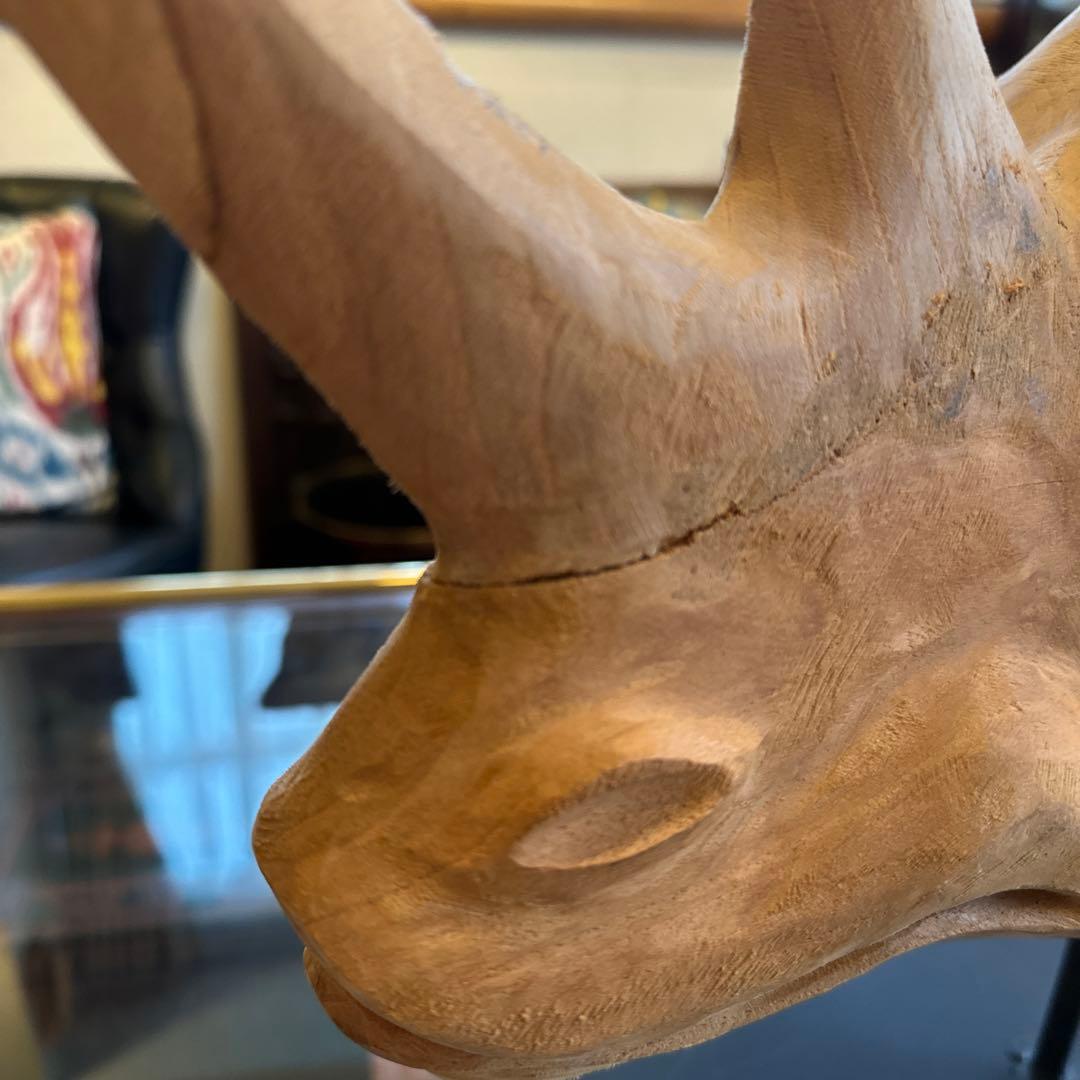 サイ　木彫　頭像　大型