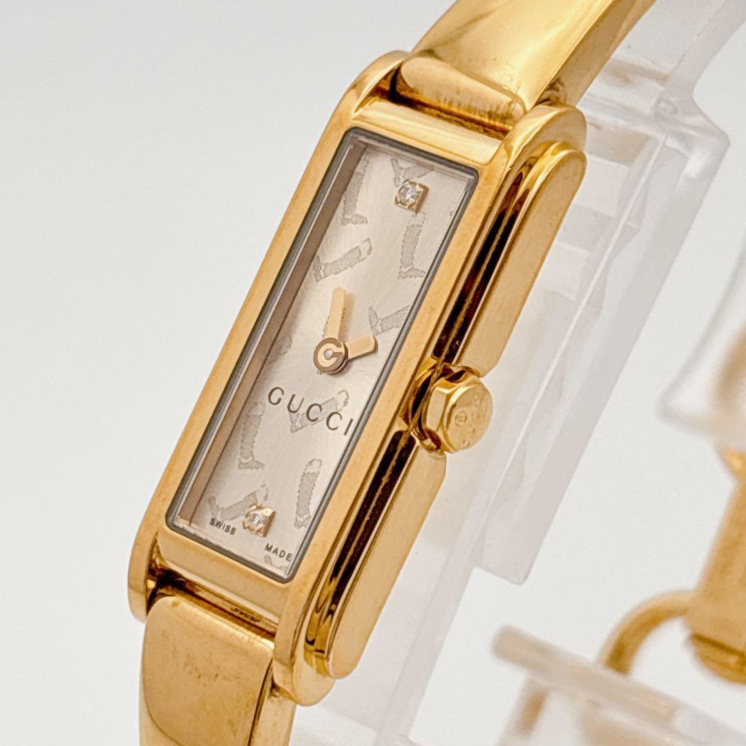 【希少・電池新品】GUCCI 109 ゴールド 2Pダイヤ バングルウォッチ