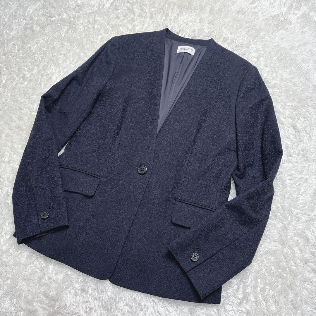 未使用級 PLST スラブストレッチカラーレスジャケット パンツ セットアップ