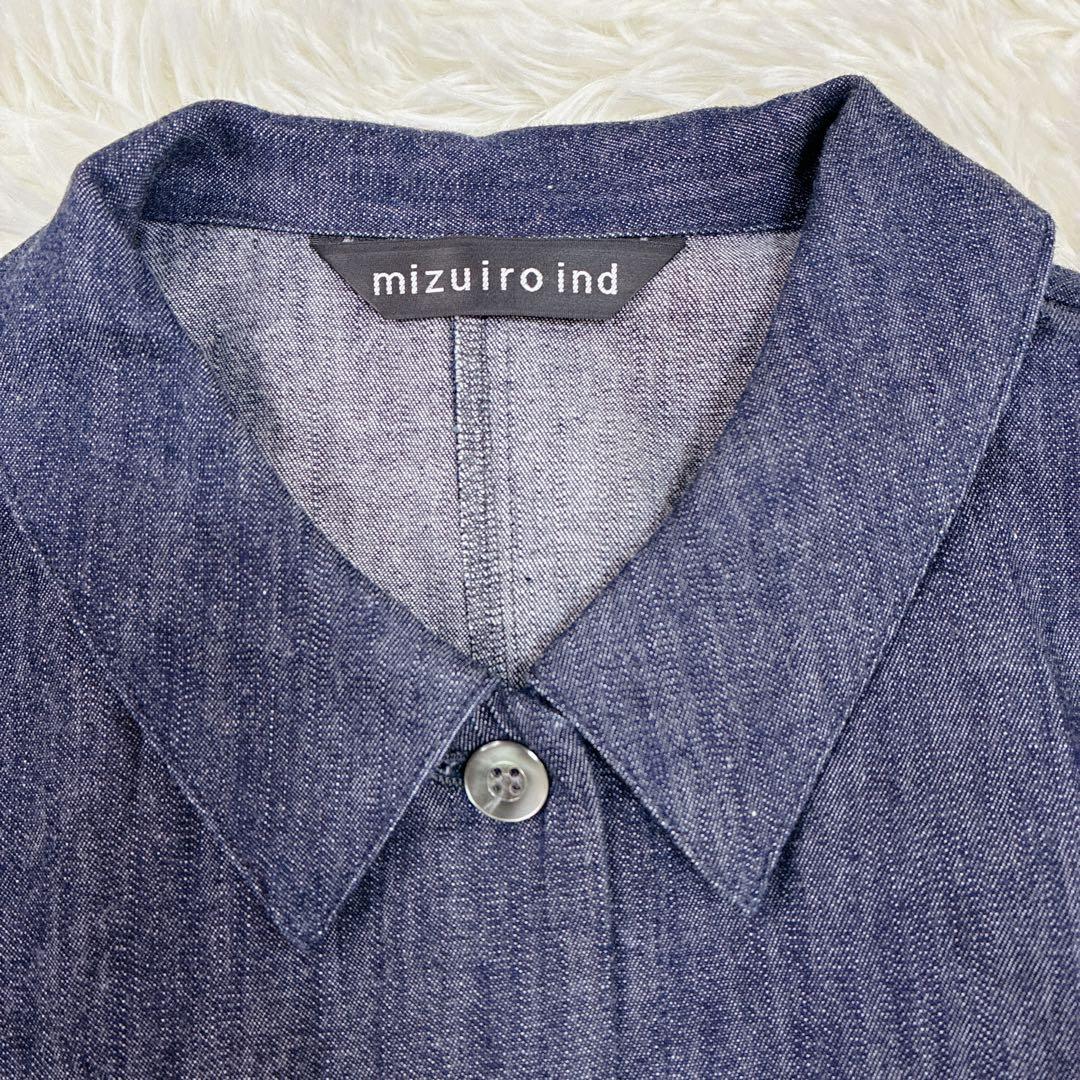 【美品】 ミズイロインド デニム コンパクト シャツ インディゴ ジャケット