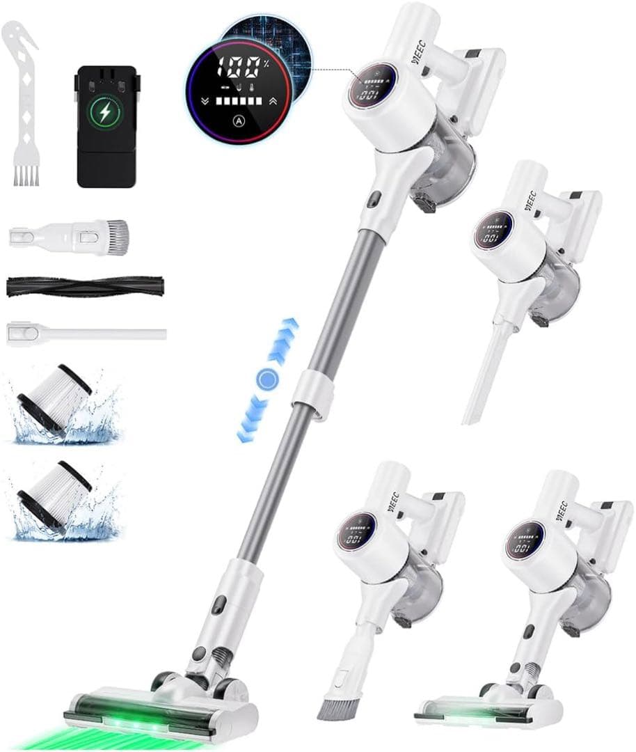 YIEEC掃除機コードレスAI自動検知＆65Kpa強力吸引＆革新版グリーンライト