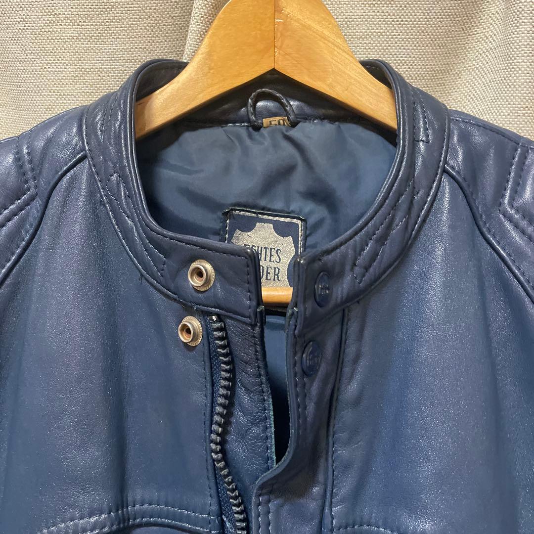 ライダース　ネイビー レトロ　Echtes Leder Mサイズ相当