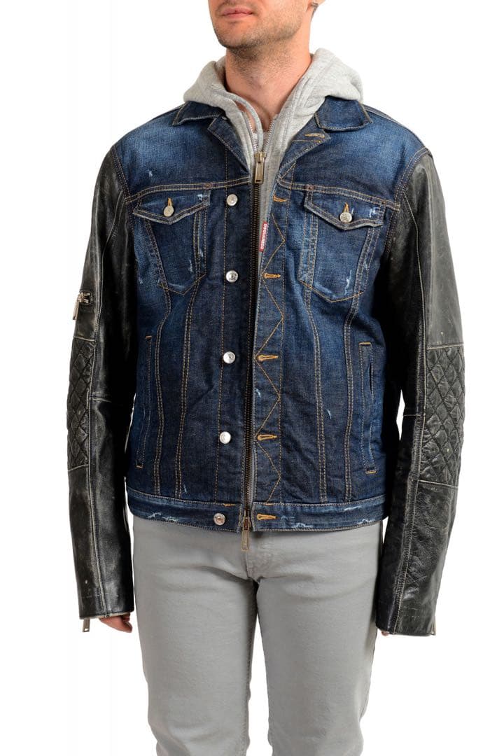 定価28万希少・新品・タグ付　袖レザーハイブリッド デニムジャケット サイズ44