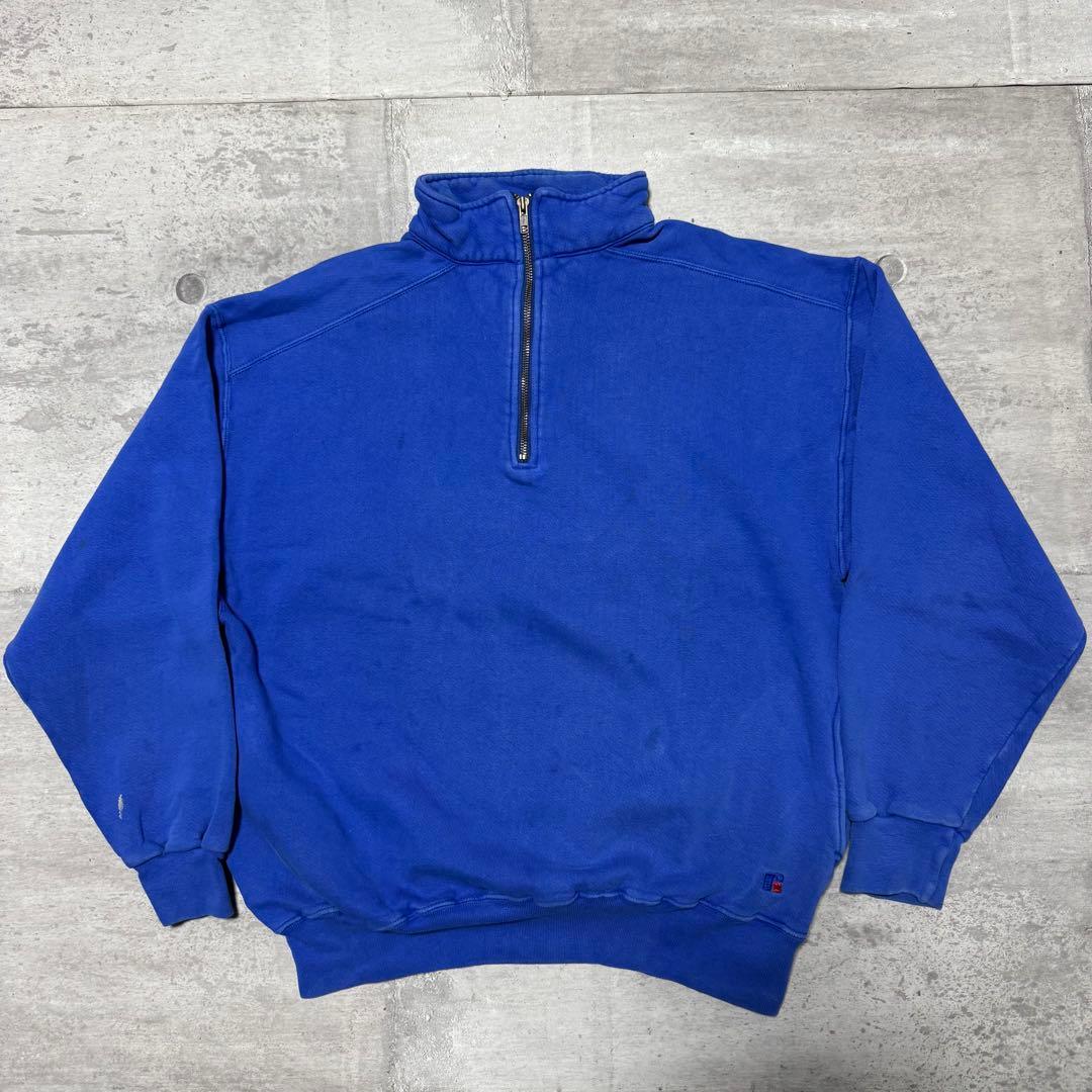 80s USA製 LLBean Russell ハーフジップスウェット ブルー