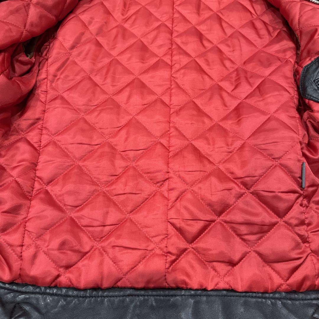 【極美品】XLサイズ ナノユニバース シープスキン シングルライダース 黒 赤