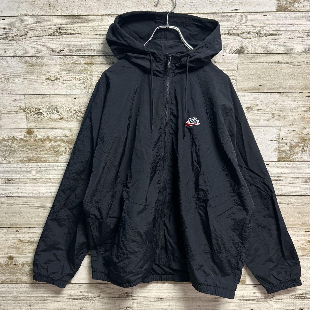164【希少XXLサイズ】ナイキ☆ワンポイント刺繍ロゴナイロンジャケット