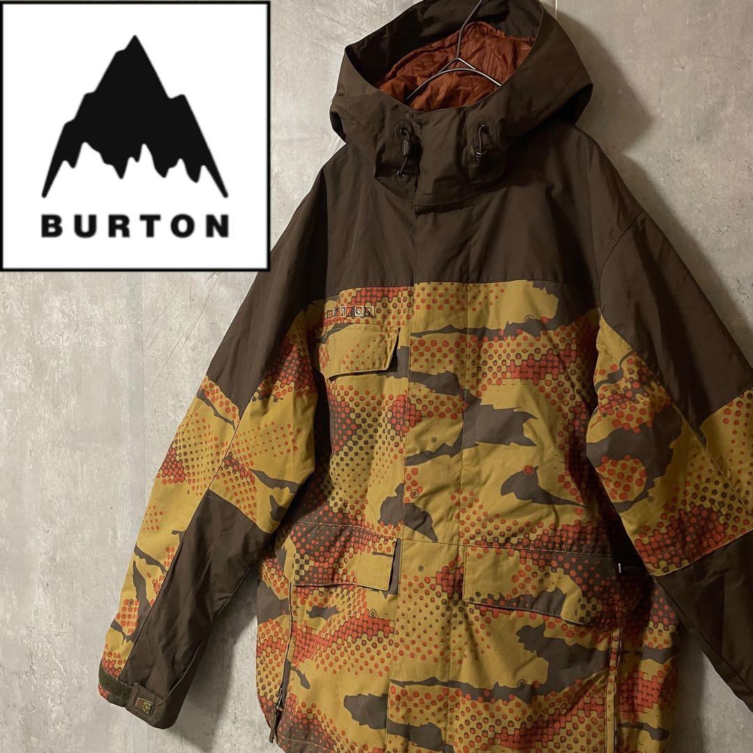 Burtonバートンスキーウェアスノーボードジャケットパーカー茶色ブラウンカモ柄