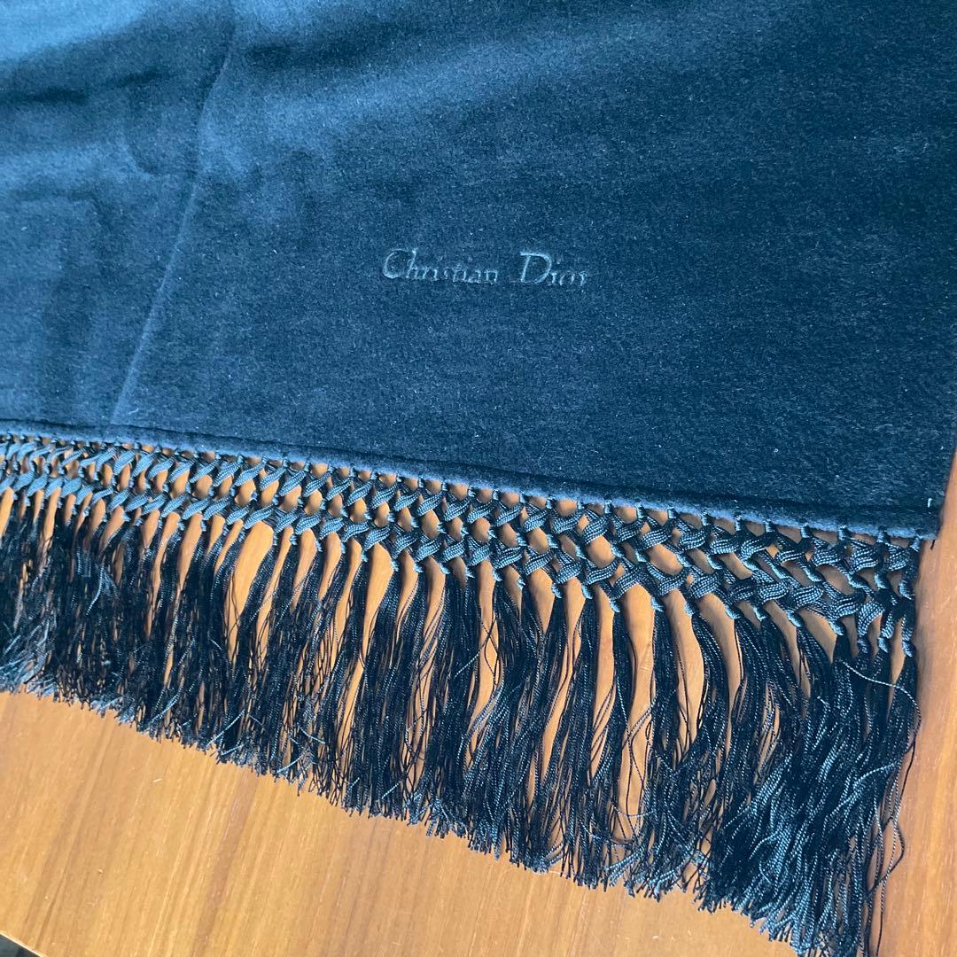 【クリスチャン・ディオール】 ショール　大きめ　カシミア　黒色
