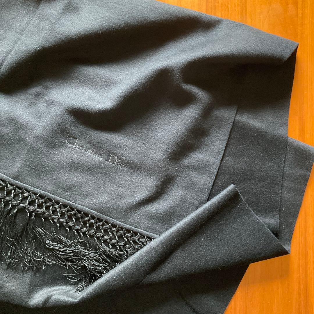 【クリスチャン・ディオール】 ショール　大きめ　カシミア　黒色