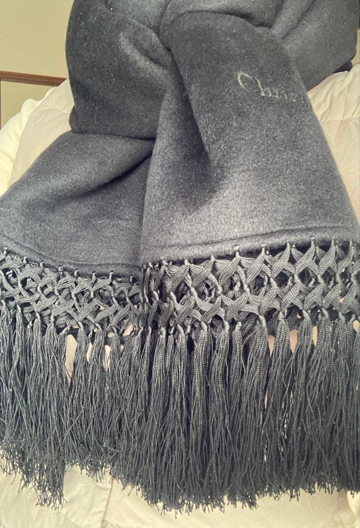 【クリスチャン・ディオール】 ショール　大きめ　カシミア　黒色