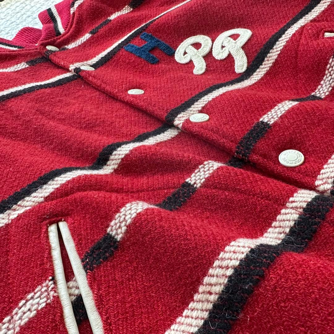 ヒステリックグラマー　スタジャン 赤 クリーム　牛革