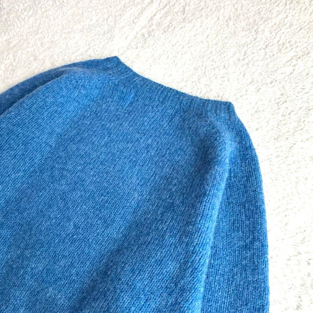 ハーレーオブスコットランド ウール クルーネックプルオーバー ニット 40 青
