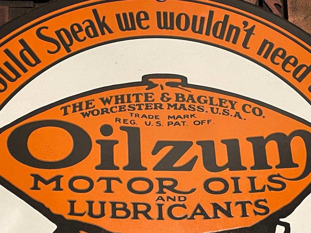 シ*ン様 40s USAビンテージ 琺瑯看板Oilzum モーターオイル広告プレ
