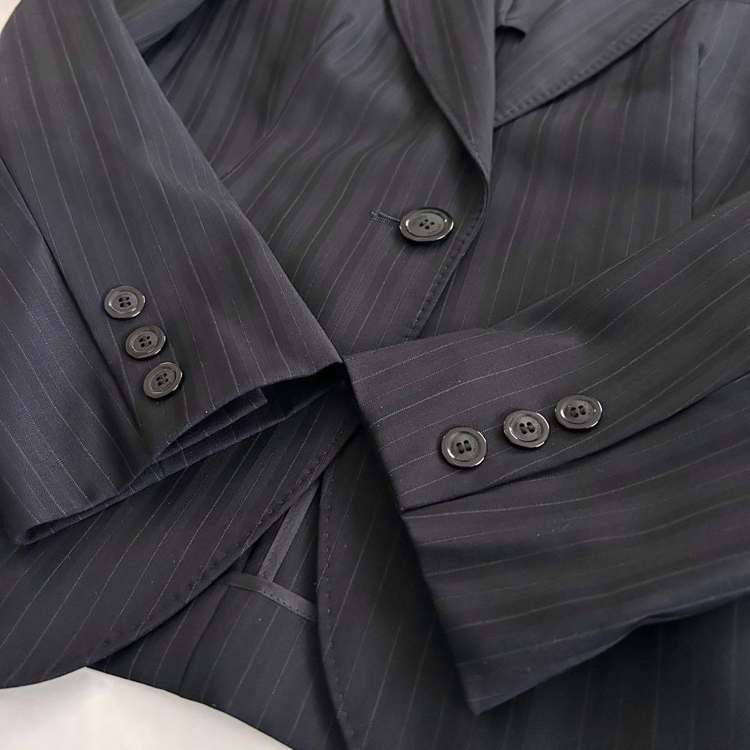 美品 23区 パンツスーツ セットアップ 濃紺 ストライプ 34 小さいサイズ