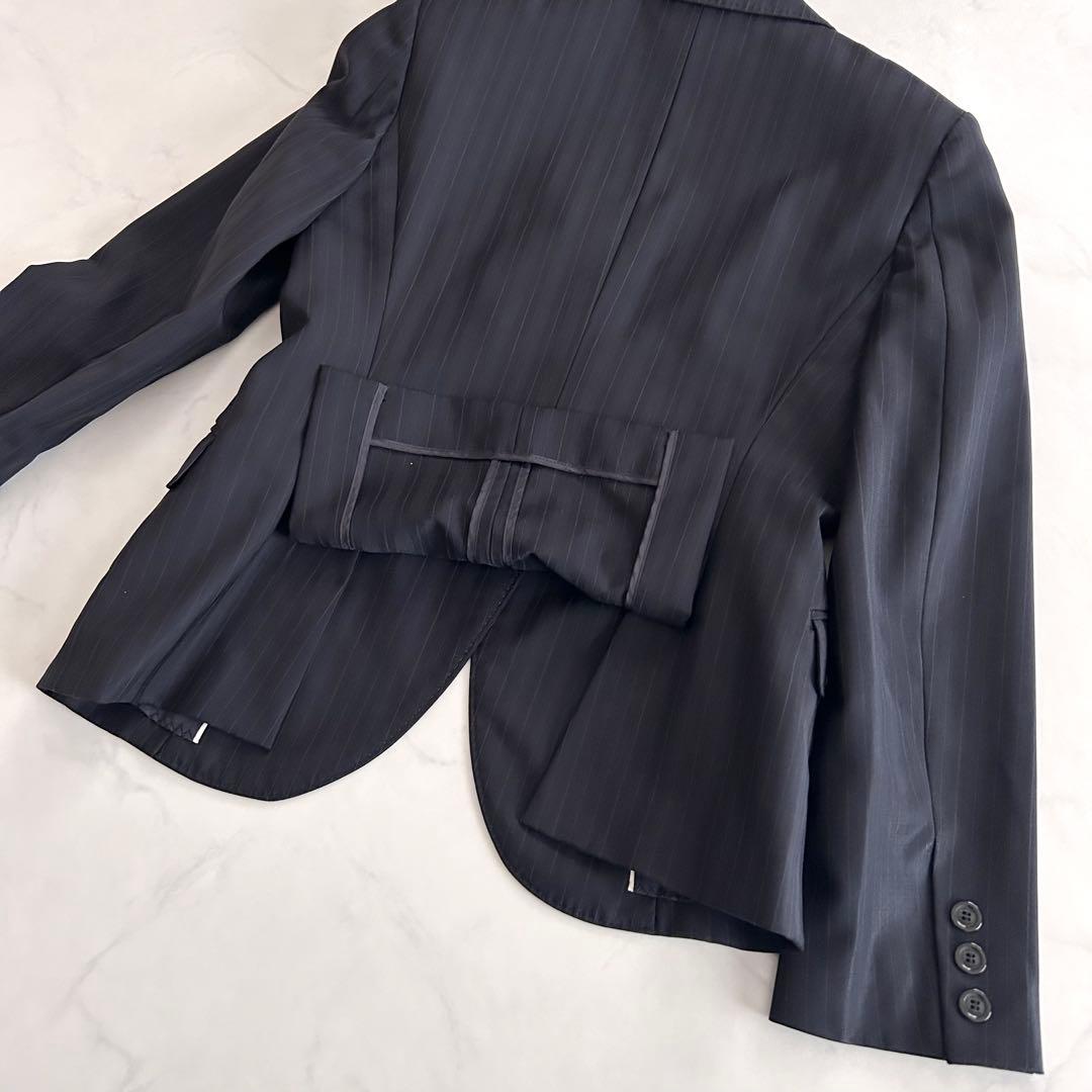 美品 23区 パンツスーツ セットアップ 濃紺 ストライプ 34 小さいサイズ