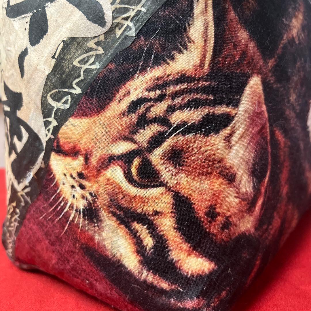 金魚鉢の側の猫 一閑張り バッグ かごバッグ ハンドバッグ 猫 茶トラ キジトラ