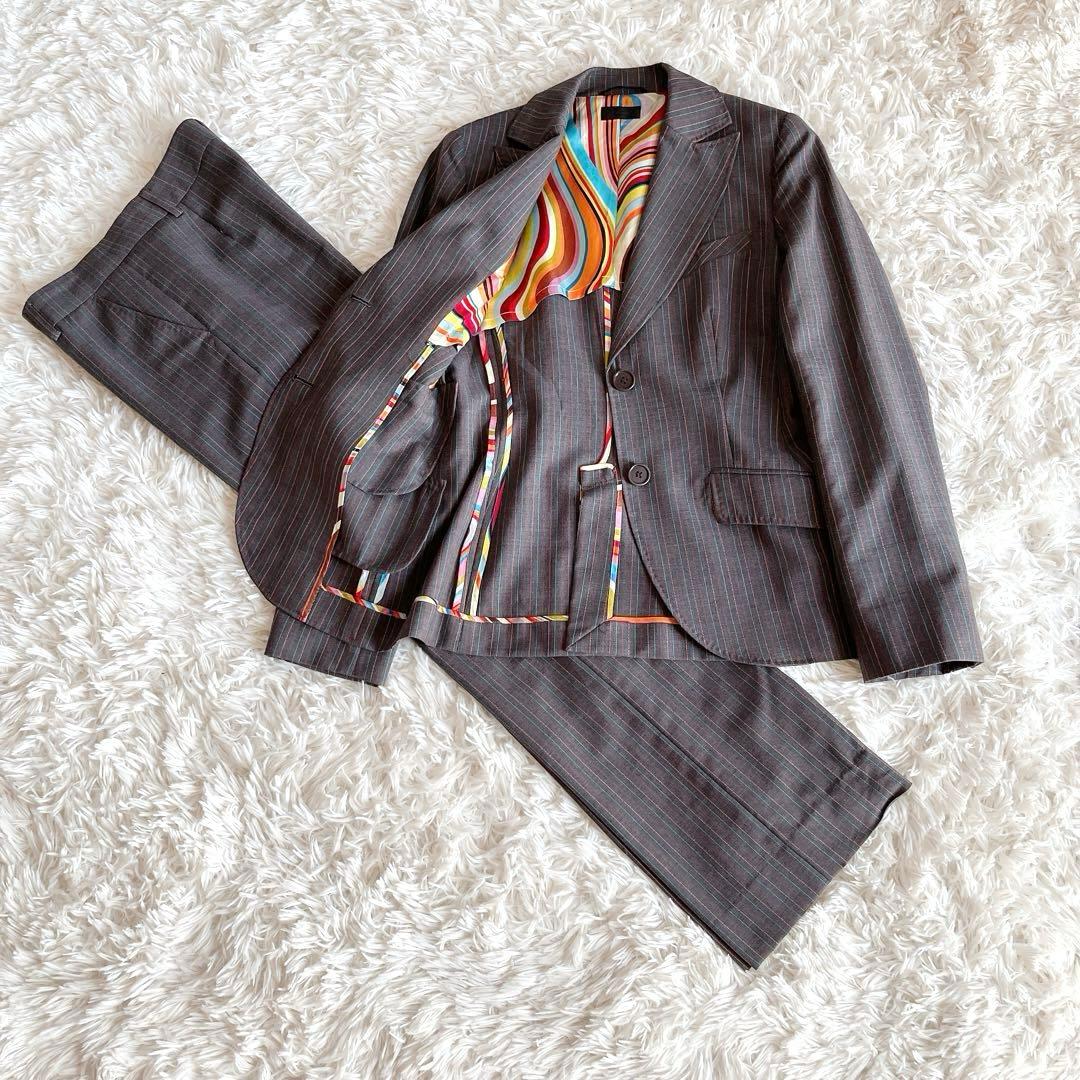 【PAUL SMITH】パンツスーツ マルチストライプ グレー 40/38