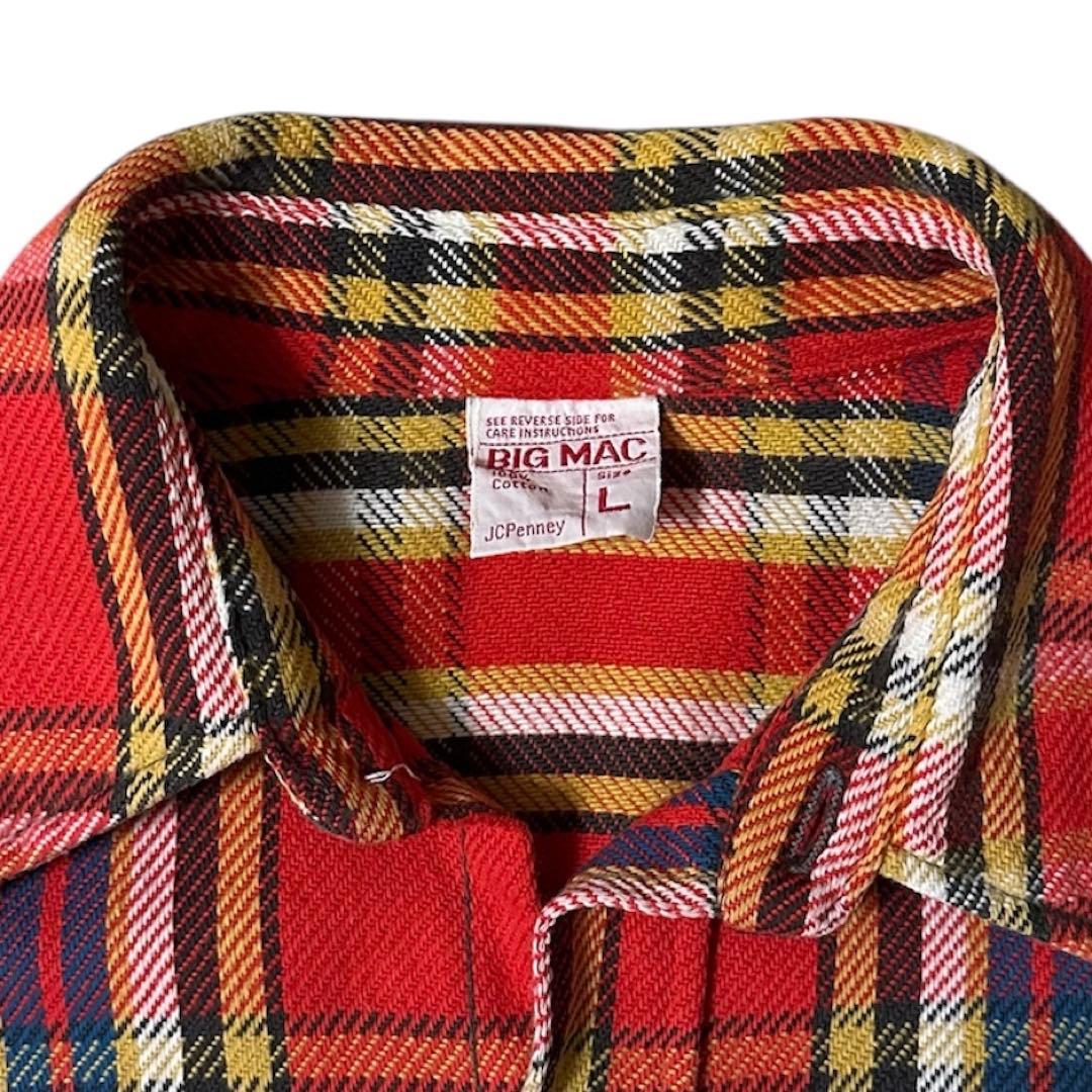 122！！ビッグマック ネルシャツ 70s 【L】 チェック 好配色