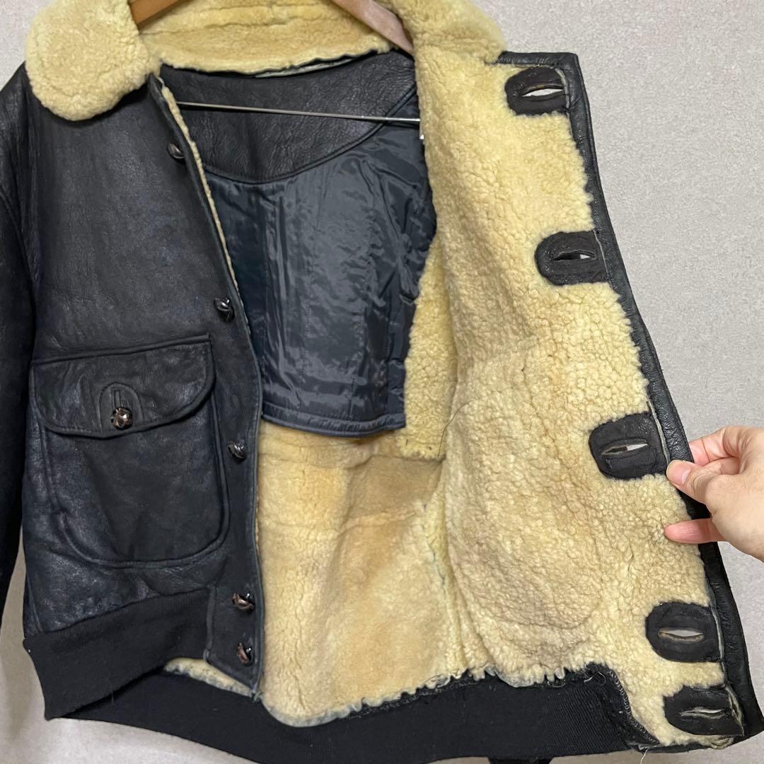 A-2 G-1 フライト　ジャケット　USA 羊革 リアル　黒　ムートン　ボア
