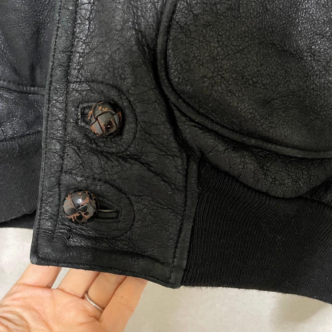 A-2 G-1 フライト　ジャケット　USA 羊革 リアル　黒　ムートン　ボア