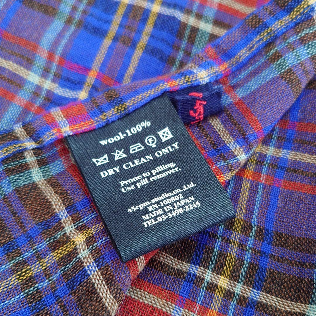 45rpm チェック柄 ウールストール
