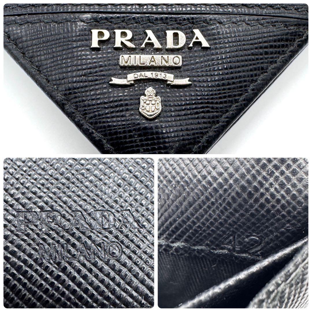 良品✨プラダ　二つ折り　長財布　サフィアーノレザー　メタル　ブラック