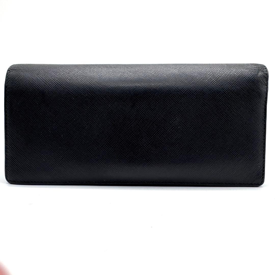 良品✨プラダ　二つ折り　長財布　サフィアーノレザー　メタル　ブラック