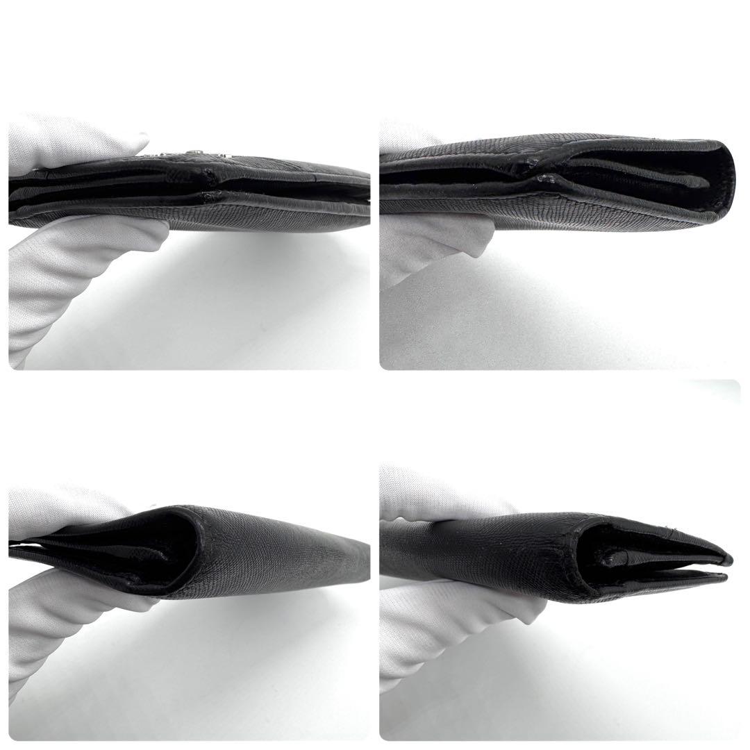 良品✨プラダ　二つ折り　長財布　サフィアーノレザー　メタル　ブラック