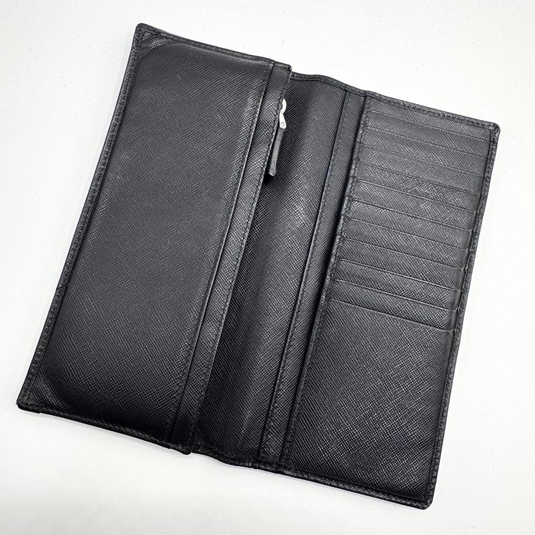 良品✨プラダ　二つ折り　長財布　サフィアーノレザー　メタル　ブラック