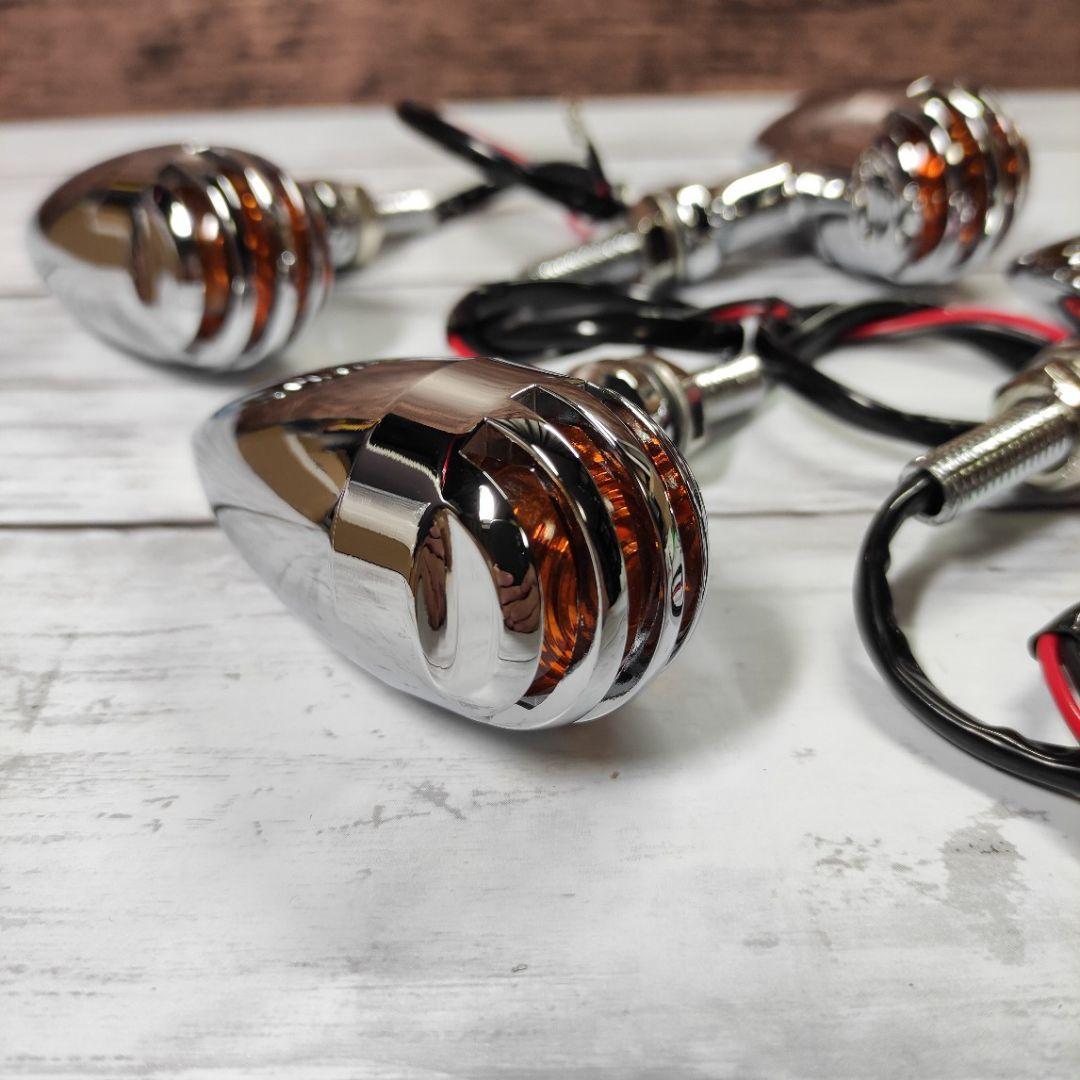 バードケージウインカー　４個セット　アルミポリッシュ　チョッパー　管050637