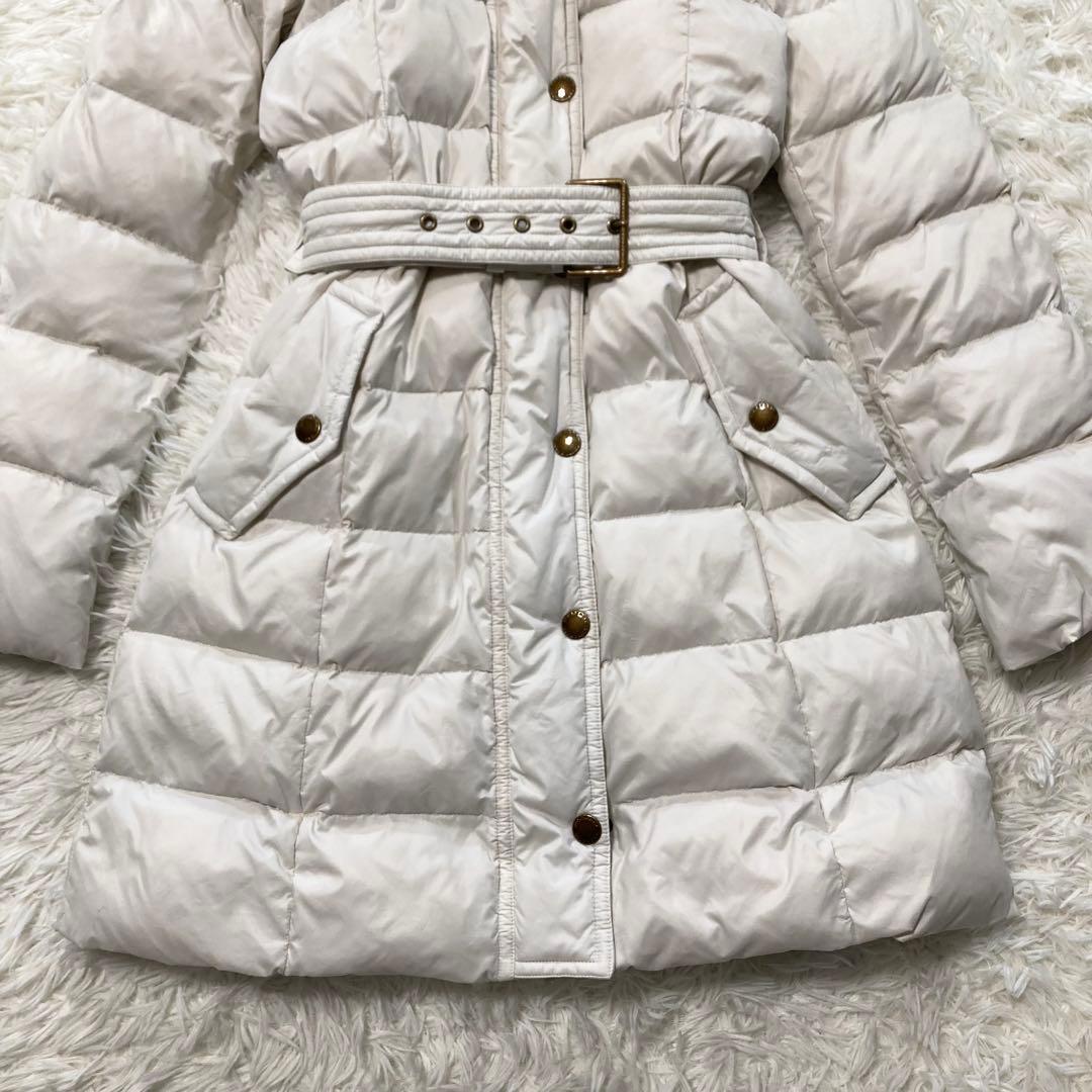 バーバリーブルーレーベル ダウンコート ベルト ラクーンファー ノバチェック